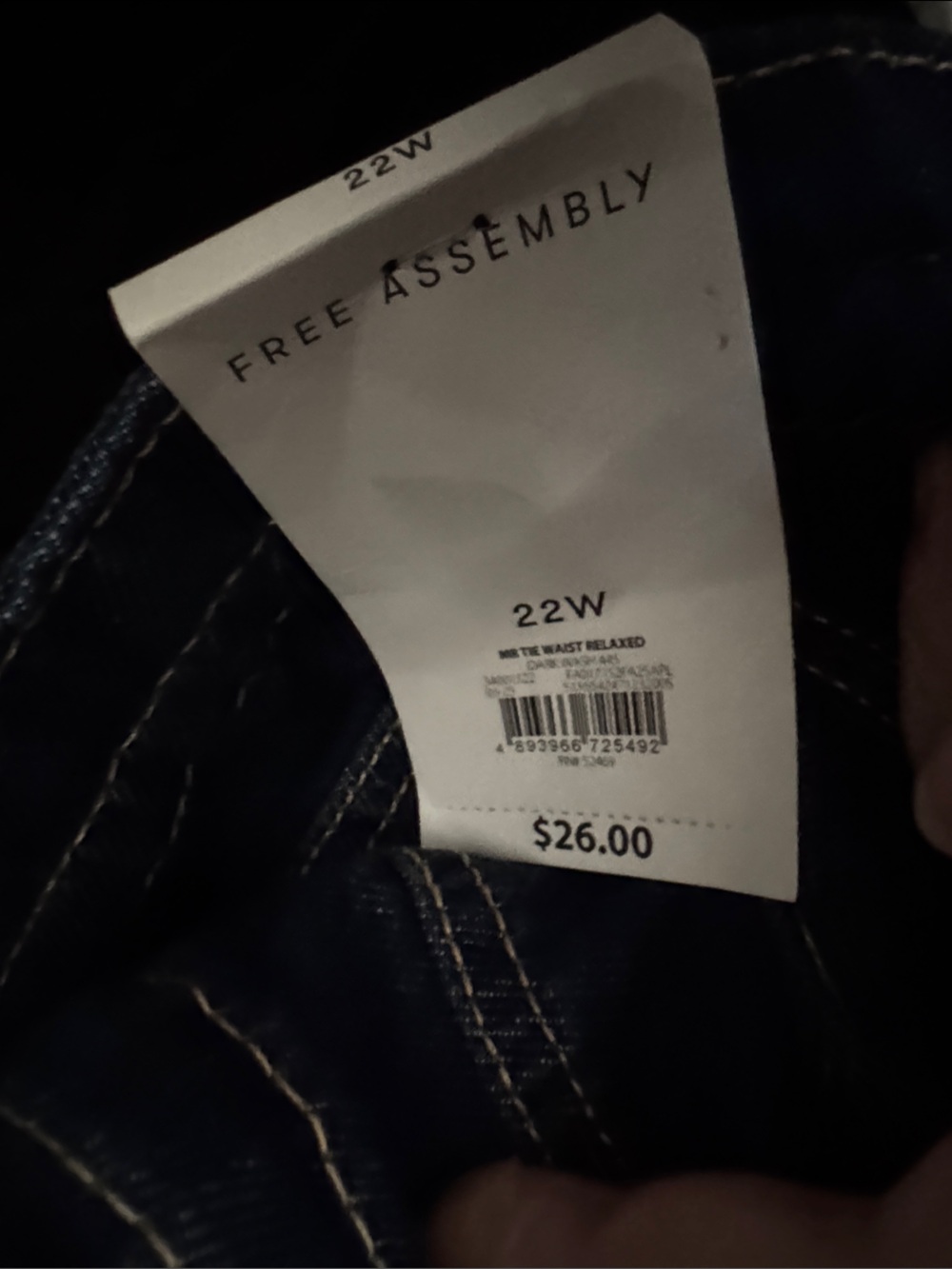 NWT Dark Blue Women’s Free Assembly Drawstring Wide Leg Jeans, 22W - Picture 6 of 6